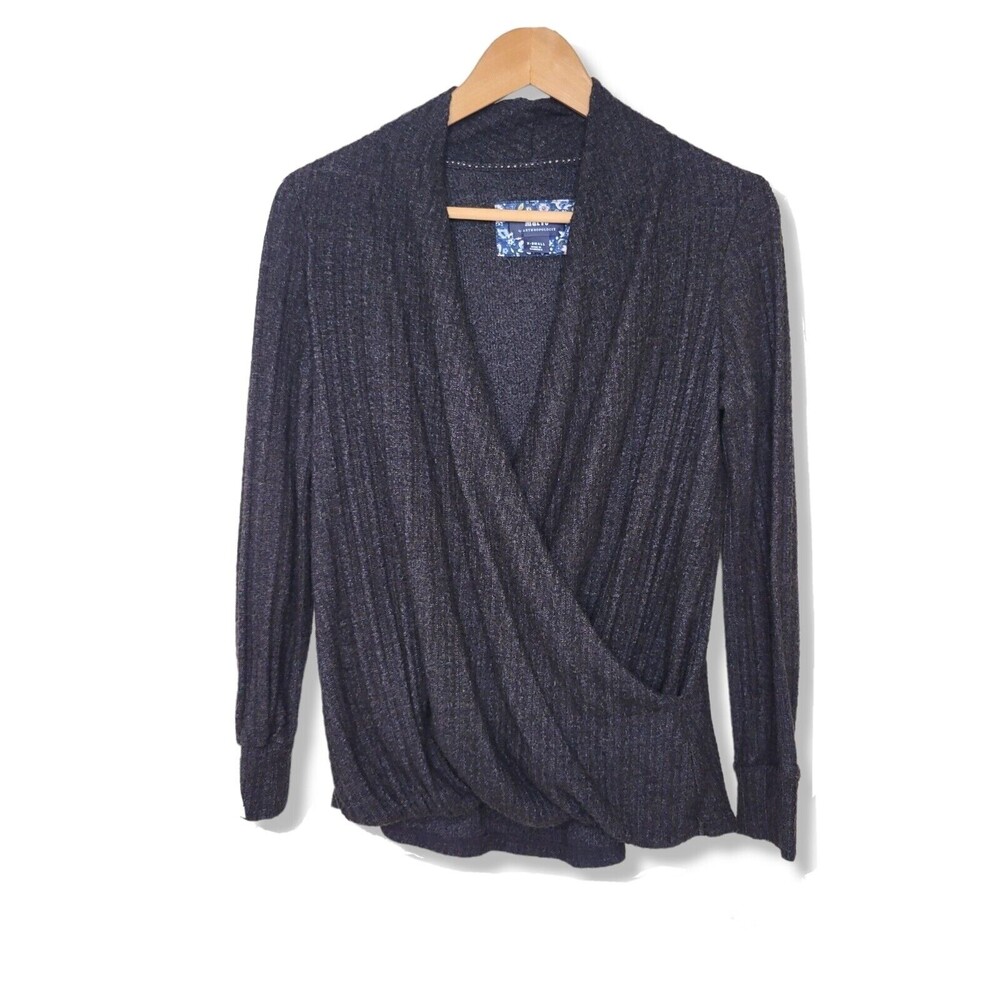 Anthropologie Maeve Rafaela Hacci Surplice Faux Wrap Sweater Boho Comfy Small
